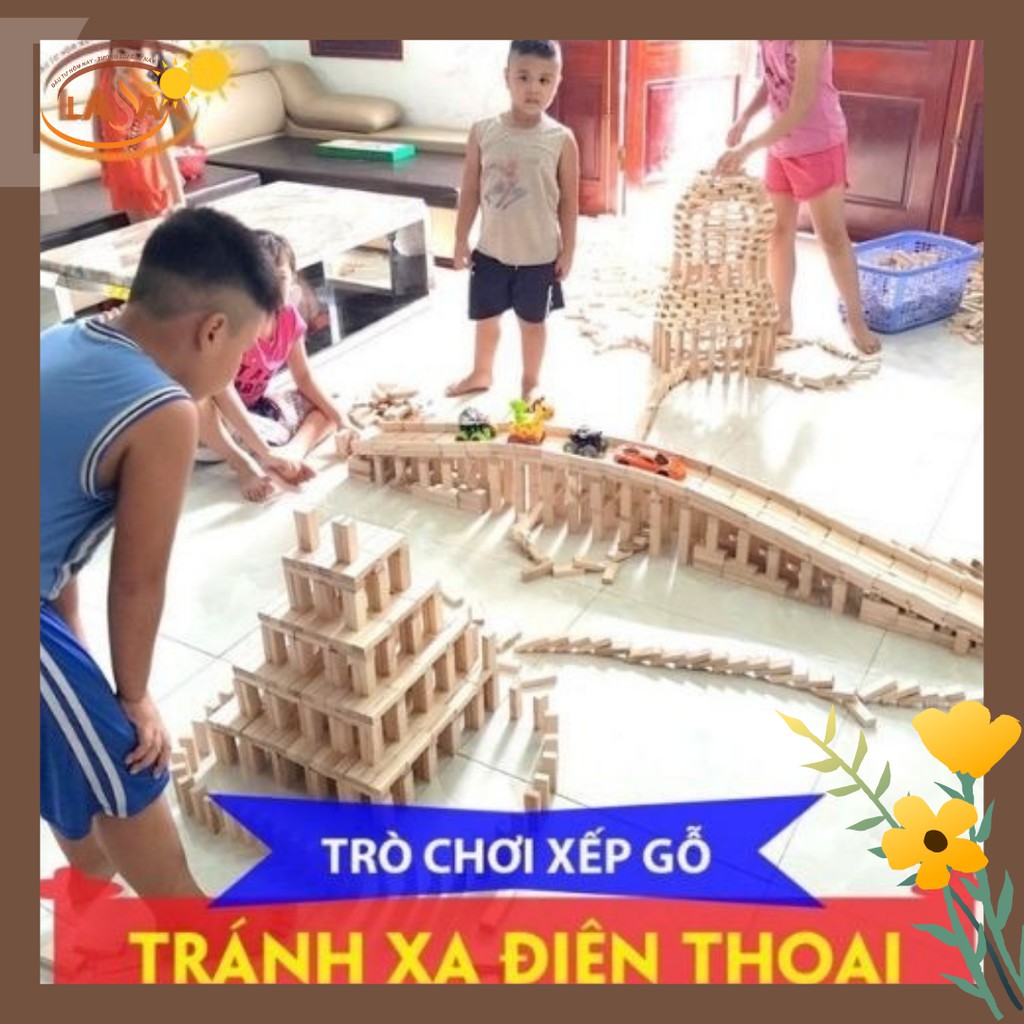 {HOT} BỘ 110 THANH GỖ XẾP HÌNH- DOMINO GỖ BẠCH DƯƠNG LOẠI LỚN CHUẨN TỪNG THANH GỖ.