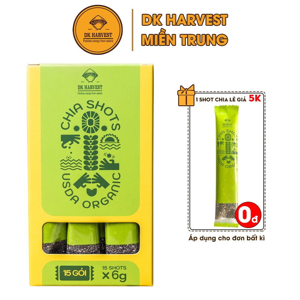 Hạt chia shot Organic DK Harvest nhập khẩu (1 hộp 15 shot) 15x6g - Giàu omega3