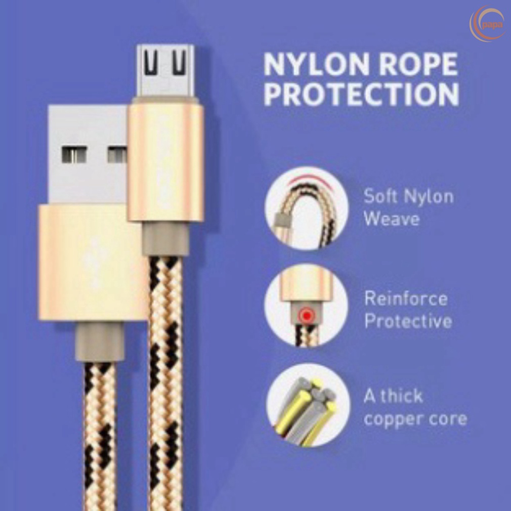 Dây sạc samsung, oppo, xiaomi...,Cáp sạc cổng Micro USB thiết kế dây bện dù dài 1 mét và 3 mét cho điện thoại androi
