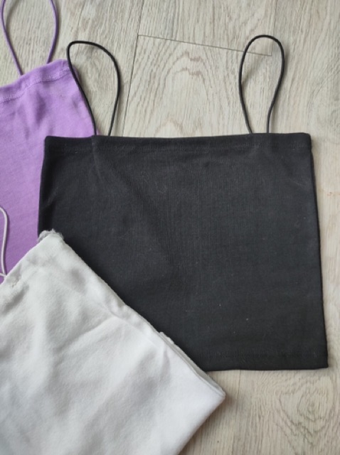 [Mã FAMARAL2 giảm 10K đơn 50K] Áo croptop hai dây sợi bún, ảnh thật trải sàn