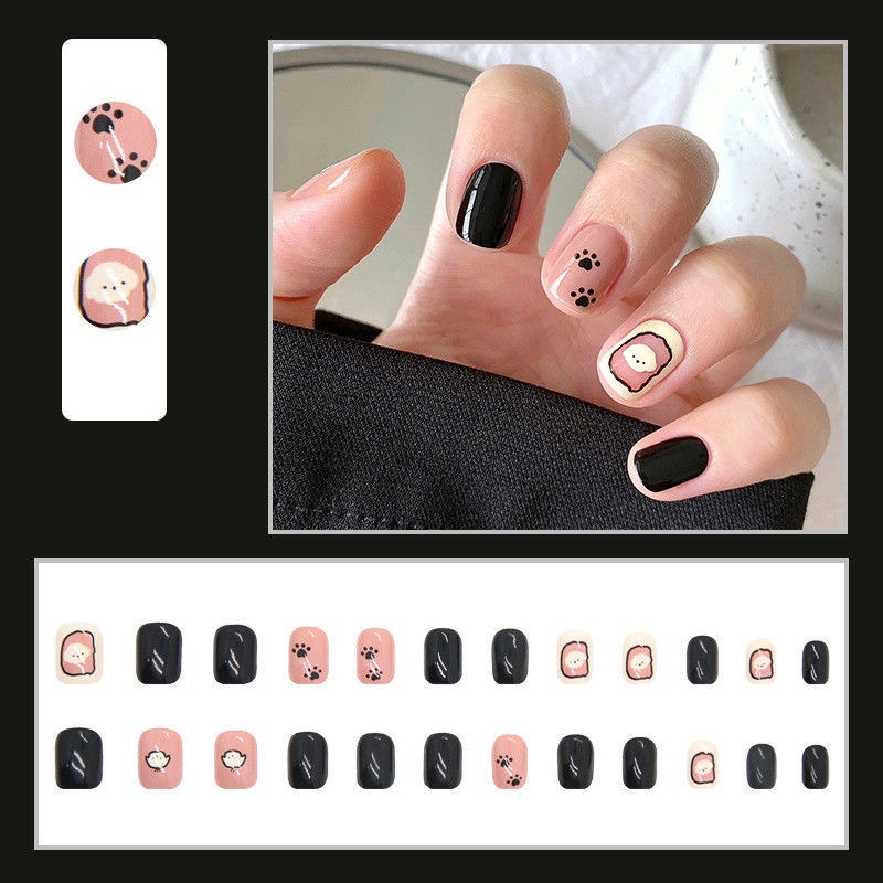 Sản Phẩm Sớm Mới Miếng Dán Móng Tay Ngắn Màu Nâu Họa Tiết Da Báo Màu Trắng Cổ Điển Cao Cấp