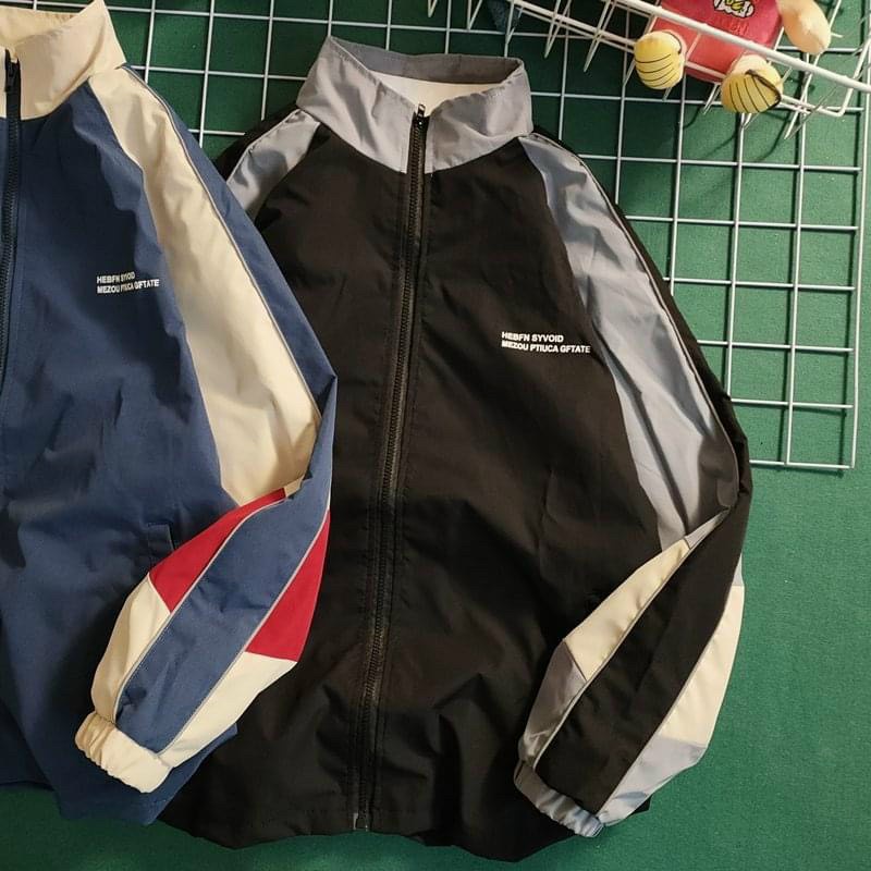 Áo khoác dù nữ nam Jacket phối màu logo in, Áo khoác gió bomber 2 lớp full zip mặc đi học SENAVA AK69