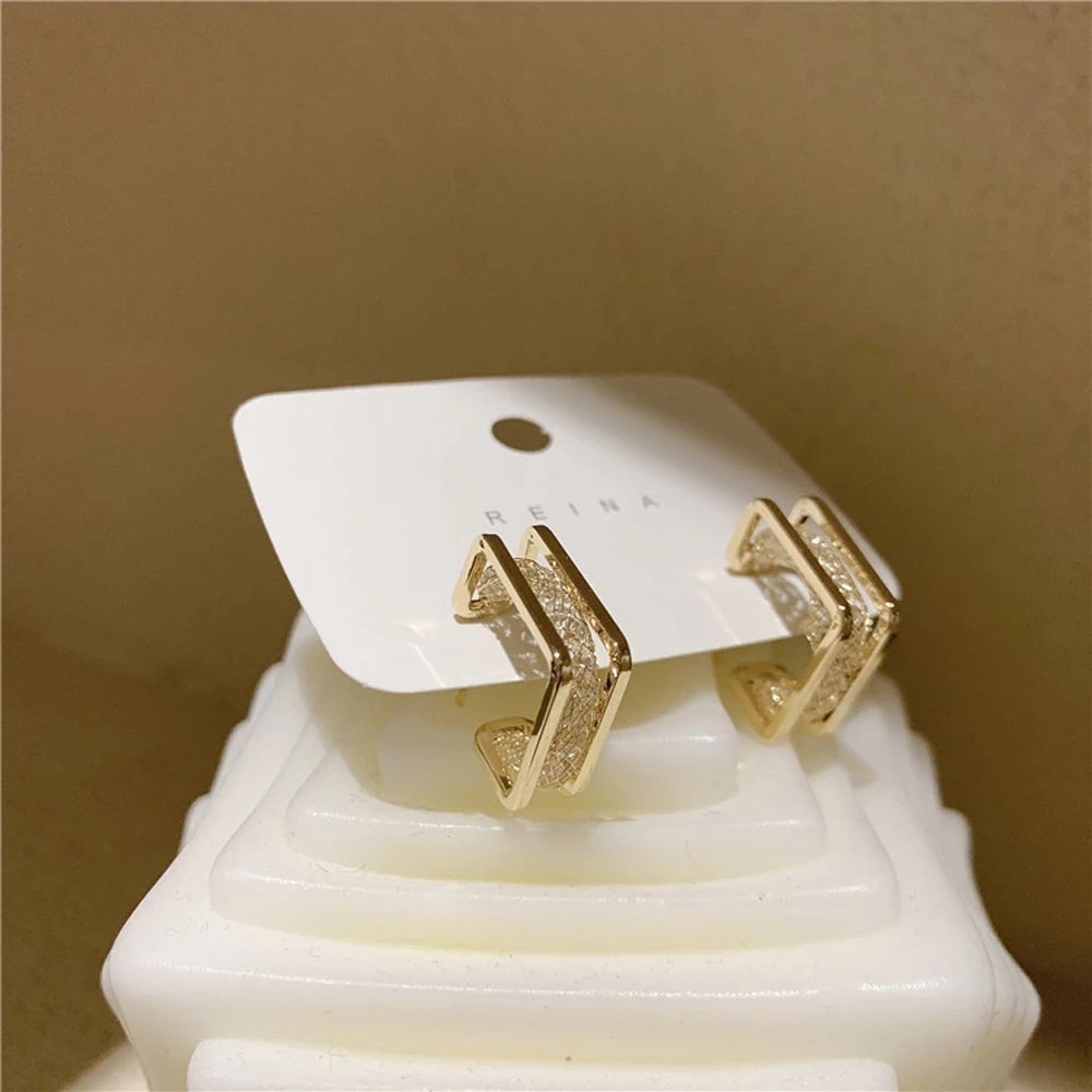 Bông tai hình học màu sắc đẹp mắt mạ S925 phong cách punk thời trang cho nữ