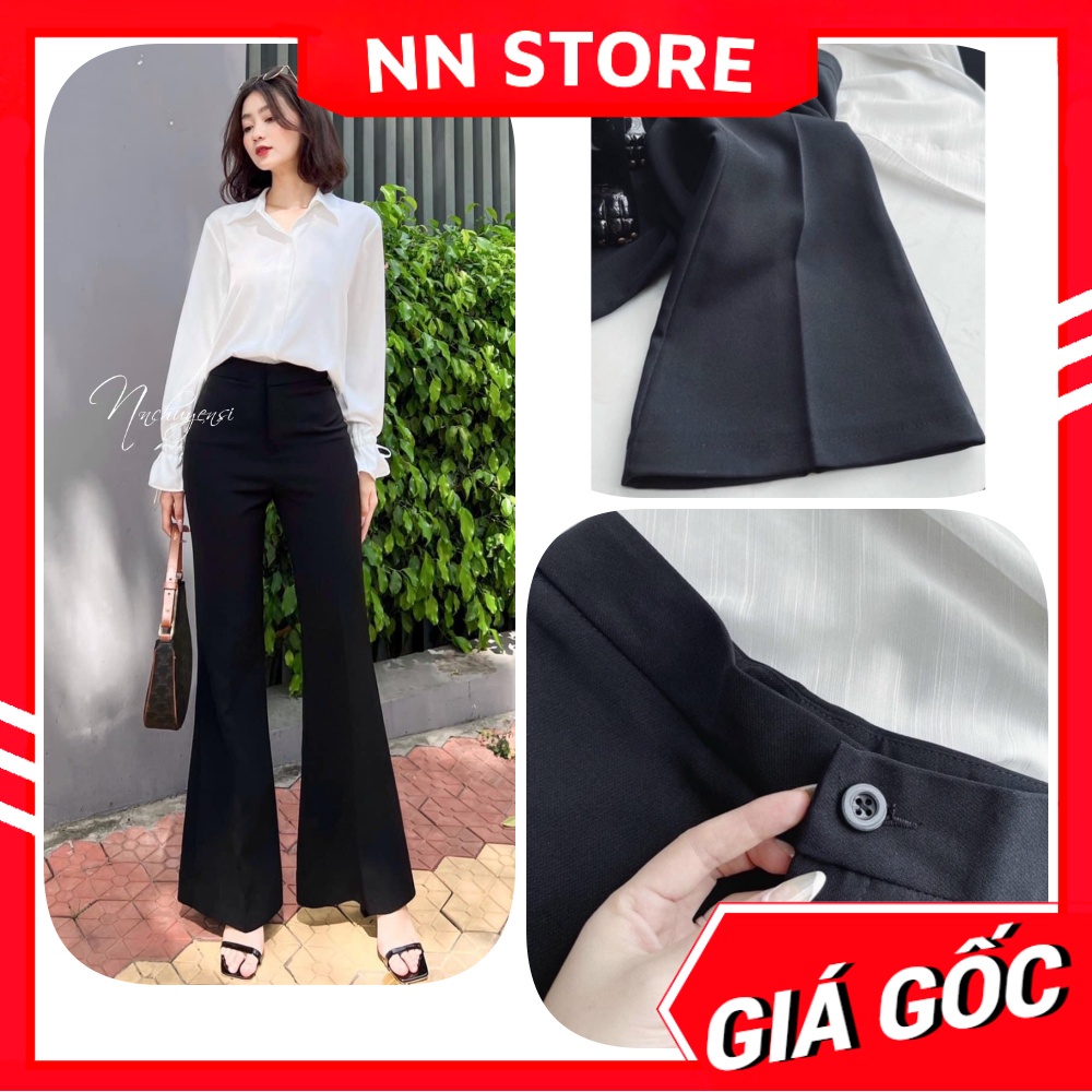 Quần tây ống loe cho nữ lên phom tôn dáng chất vải mềm mịn lưng nút gái dễ thương TP104 Quần tây công sở nữ