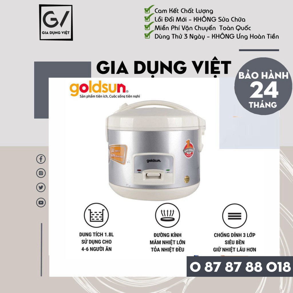 [Hàng Chính Hãng] Nồi cơm điện Goldsun CB3201 1,2Lít - Bảo Hành 24 Tháng