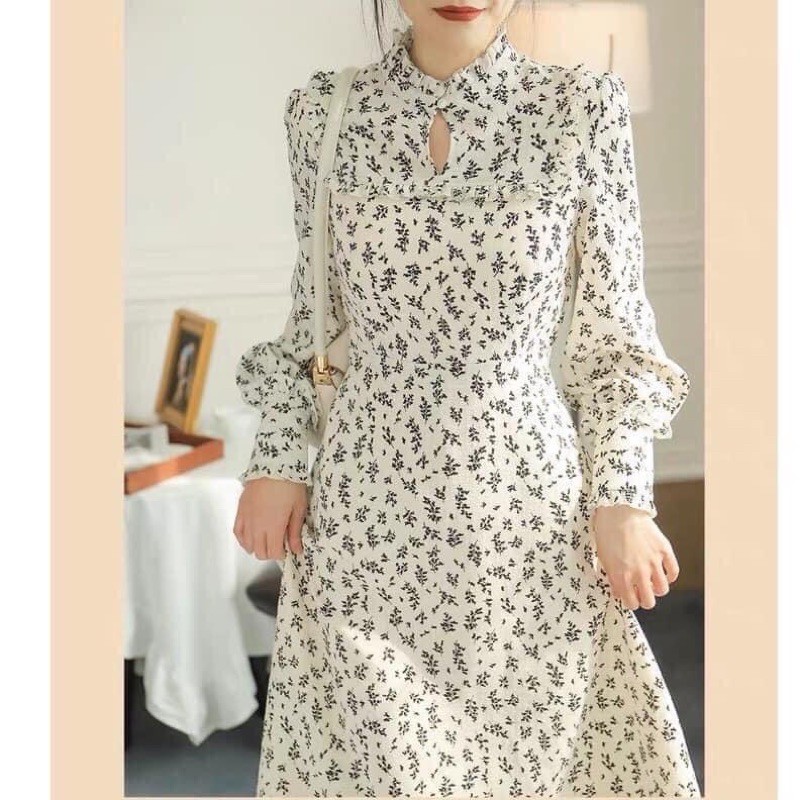 Váy hoa nhí cổ bèo vintage