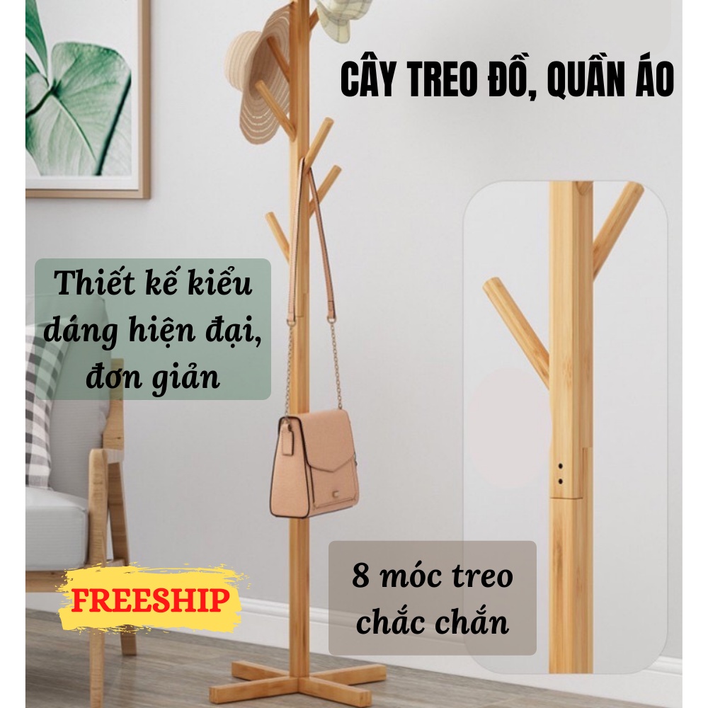 Cây Treo Quần Áo Gỗ, Cây Treo Đồ Đa Năng Dạng Đứng, Dễ Lắp Ráp KENSHIN SHOP