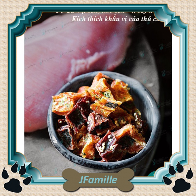 [HANDMADE]Treat Thưởng Cho Chó JFamille, Gà Vịt Nướng Vỉ, Pet Snack Protein, Dinh Dưỡng, Chất Lượng 100g - JFamille