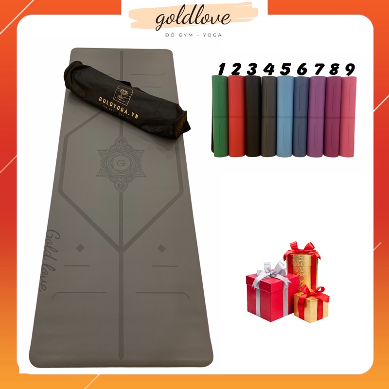 Thảm tập Yoga - Gym  PU định tuyến Goldlove 5mm siêu bám , chống trơn, bền đẹp