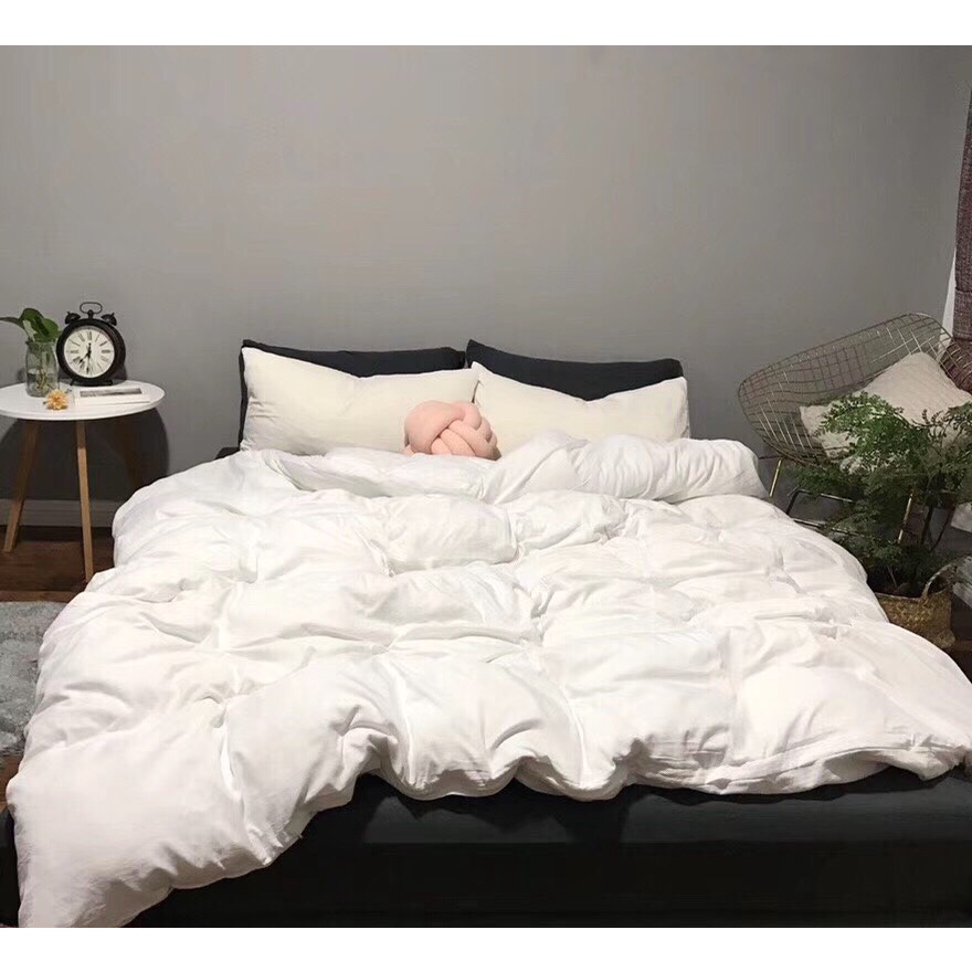 [ ĐŨI 1 MÀU] Trọn Bộ Chăn Ga Gối Cotton Đũi Siêu Thoáng Mát Màu XÁM ĐEN | BigBuy360 - bigbuy360.vn