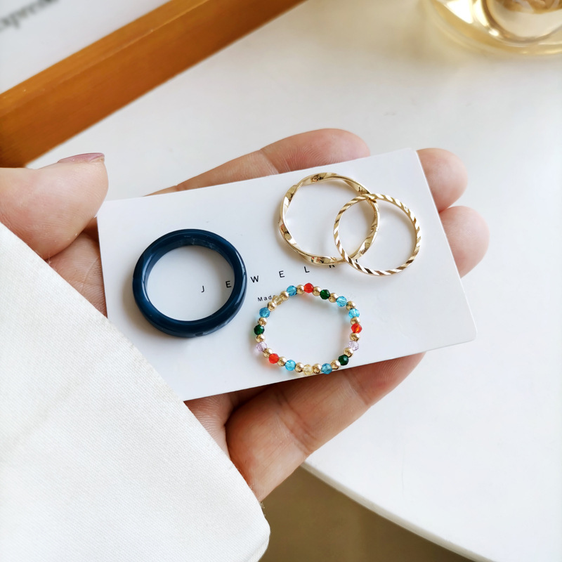 Set 4 nhẫn kim loại phong cách Hàn Quốc retro cho nữ