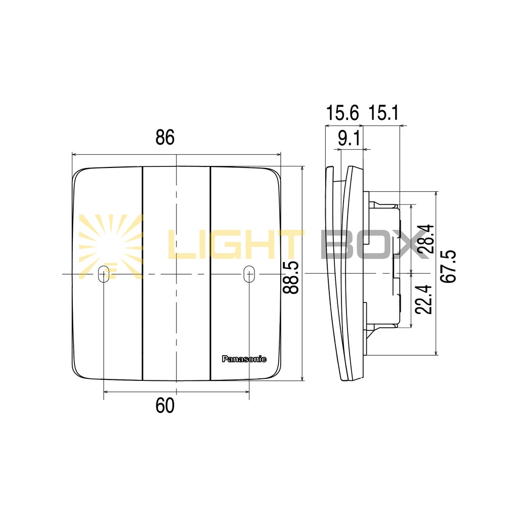 Bộ 3 công tắc Panasonic Minerva Đen Ánh Kim