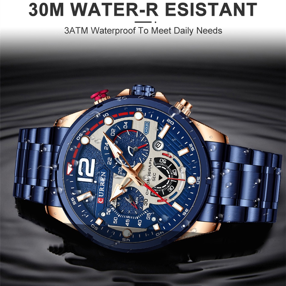 Đồng hồ quartz không thấm nước phong cách sang trọng thể thao cao cấp cho nam