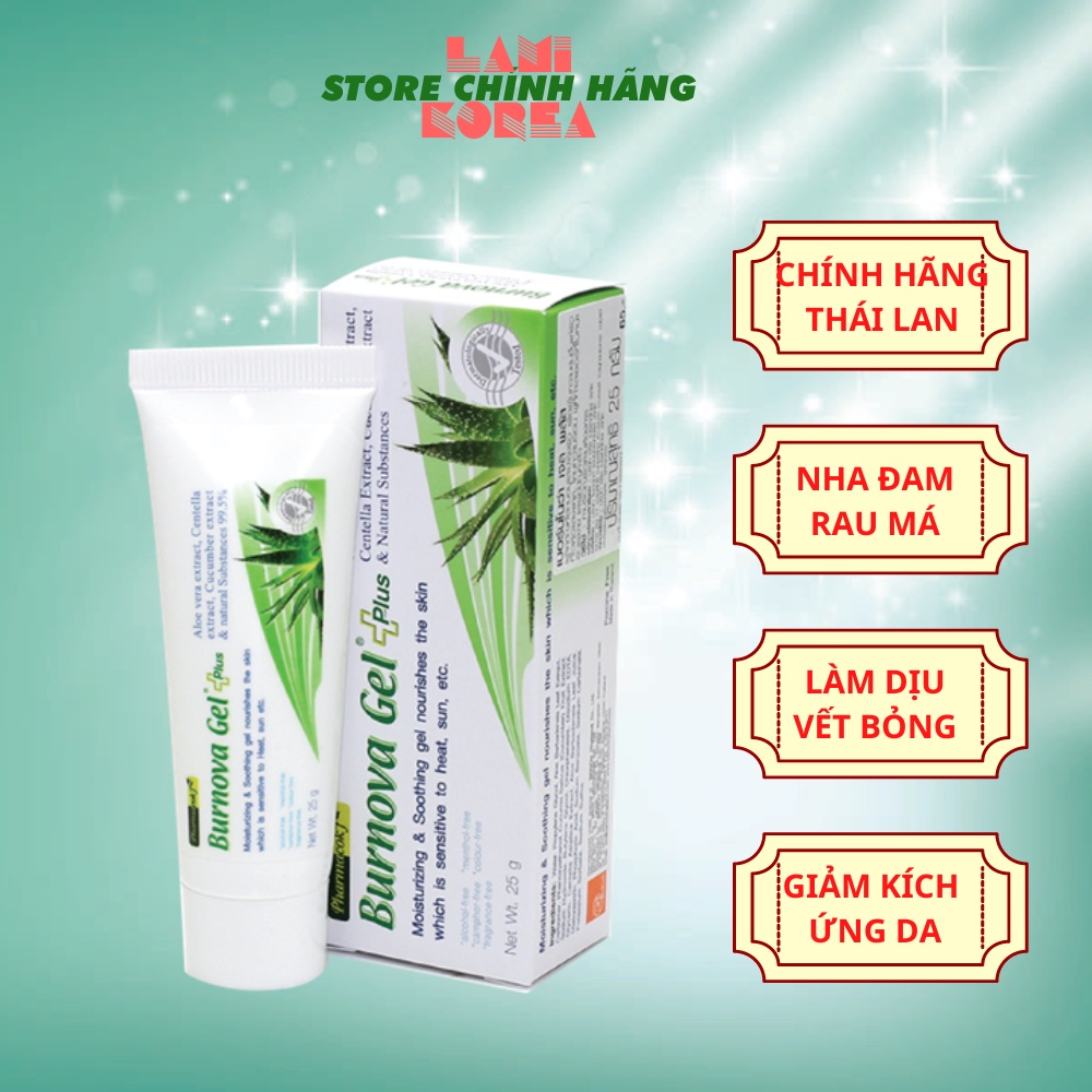 Gel thoa bỏng Burnova Gel Plus tái tạo da sau bỏng sau laser làm lành vết thương không kích ứng chính hãng thái lan