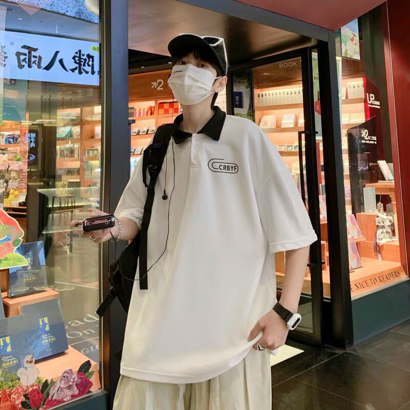 Áo Thun Polo Form Rộng Tay Lỡ Unisex Nam Nữ CRBYF Cá Tính Camshop