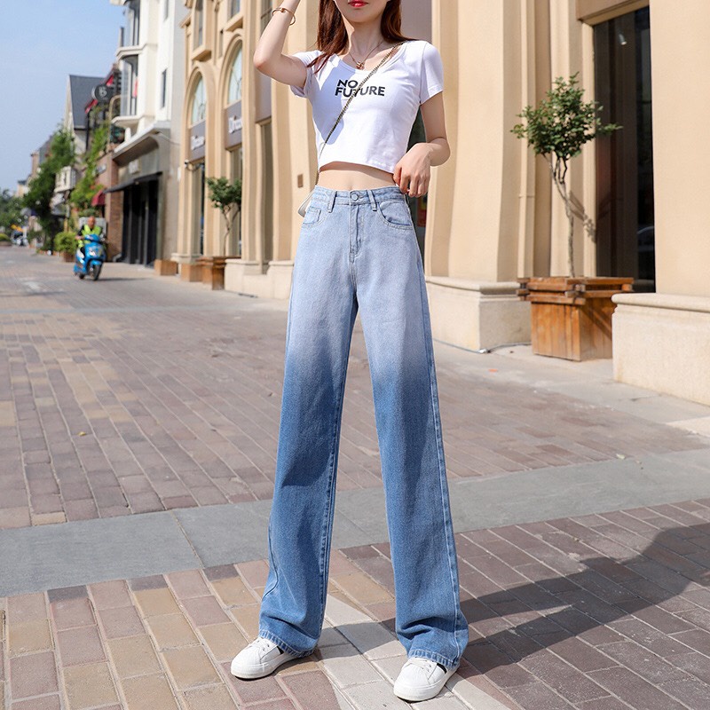 DEAL SỐC_Quần Jeans Nữ Ống Suông Phối Màu Cao Cấp OHS3901 | BigBuy360 - bigbuy360.vn