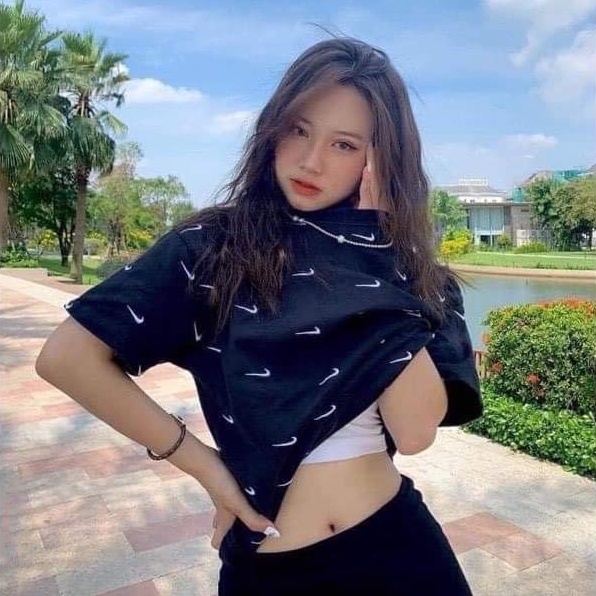 Áo thun tay lỡ unisex NK in kín MOSSSHOP - Áo phông nam nữ phong cách hàn quốc ulzzang form rộng 65kg