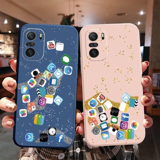 Ốp Điện Thoại Cạnh Vuông In Họa Tiết App Cho Redmi Note 11 9C 11S Redmi 10C 10A 10 Prime 5G POCO M4 Pro X3 GT F3 C31 M2