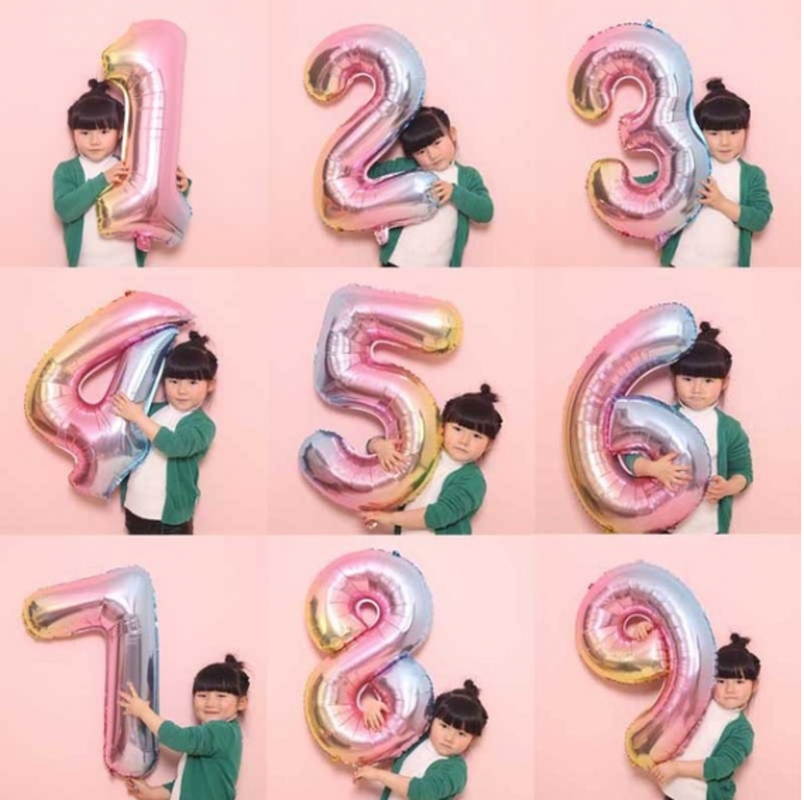 Bong Bóng 32 Inch Màu Gradient Trang Trí Tiệc Sinh Nhật Cho Bé