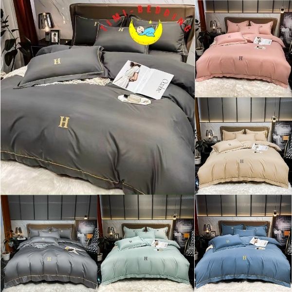 Bộ chăn ga gối lụa chữ H cao cấp, nhập khẩu – Set ga gối lụa 4 món – Timibedding