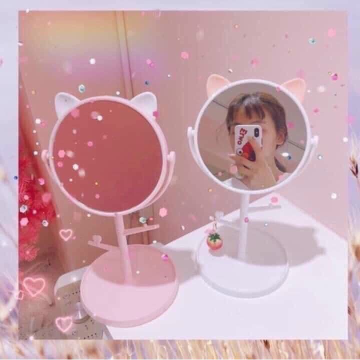 GƯƠNG TAI MÈO 🎀 GƯƠNG TRANG ĐIỂM ĐỂ BÀN PHONG CÁCH TIỂU THƯ