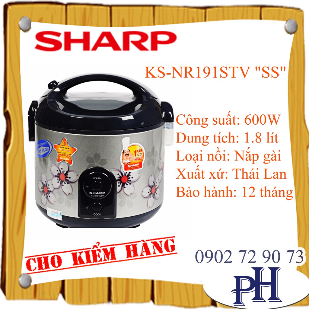 Nồi cơm điện nắp gài Sharp KS-NR191STV "SS"