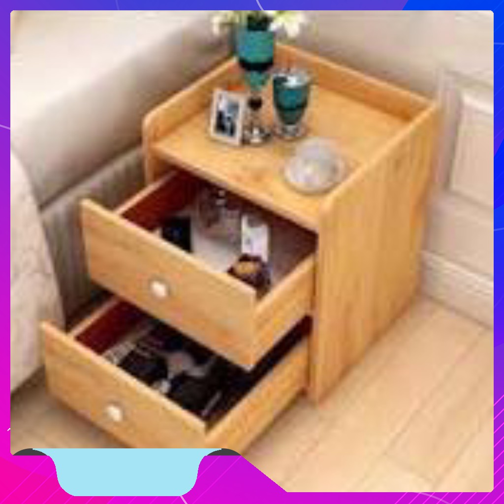 Tủ, Kệ Đầu Giường Vuông 2 Ngăn Kéo Màu Gỗ 40 x 26 x 32.5cm | BigBuy360 - bigbuy360.vn