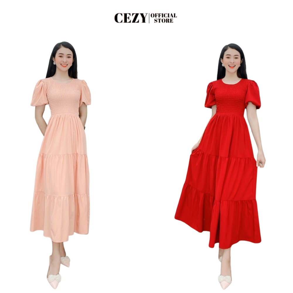 Đầm maxi màu trơn đi biển tay phồng có size bigsize Cezy D72 | BigBuy360 - bigbuy360.vn