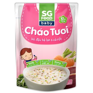Cháo tươi sg– bò, đậu hà lan & cà rốt