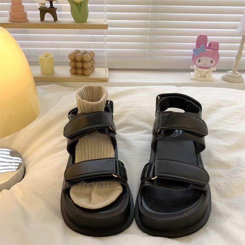(Có Sẵn - QC) Sandal Bánh Mì Hai Dây Bảng To Đế 3cm Đúc Khuôn