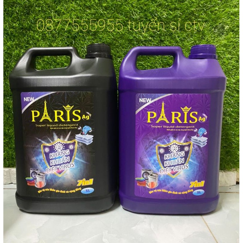 com bo 2 can nước giặt paris 5000g cao cấp giao màu ngẫu nhiên