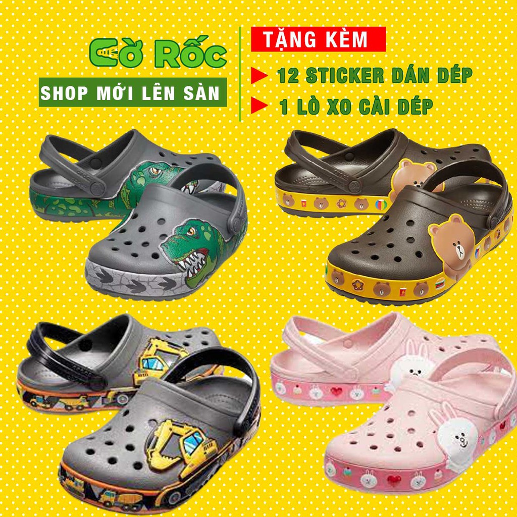 Dép cross cho bé trai và bé gái  hoạ tiết croos thỏ hồng bunny, ngựa ponny gấu brow, khung long
