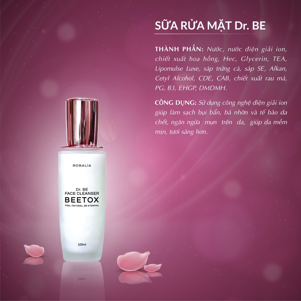 Sữa rửa mặt Dr Be Beetox Rosalia 100ml - Không chứa hóa chất tạo bọt, chất tẩy rửa, phù hợp cho cả da nhạy cảm, yếu, mụn