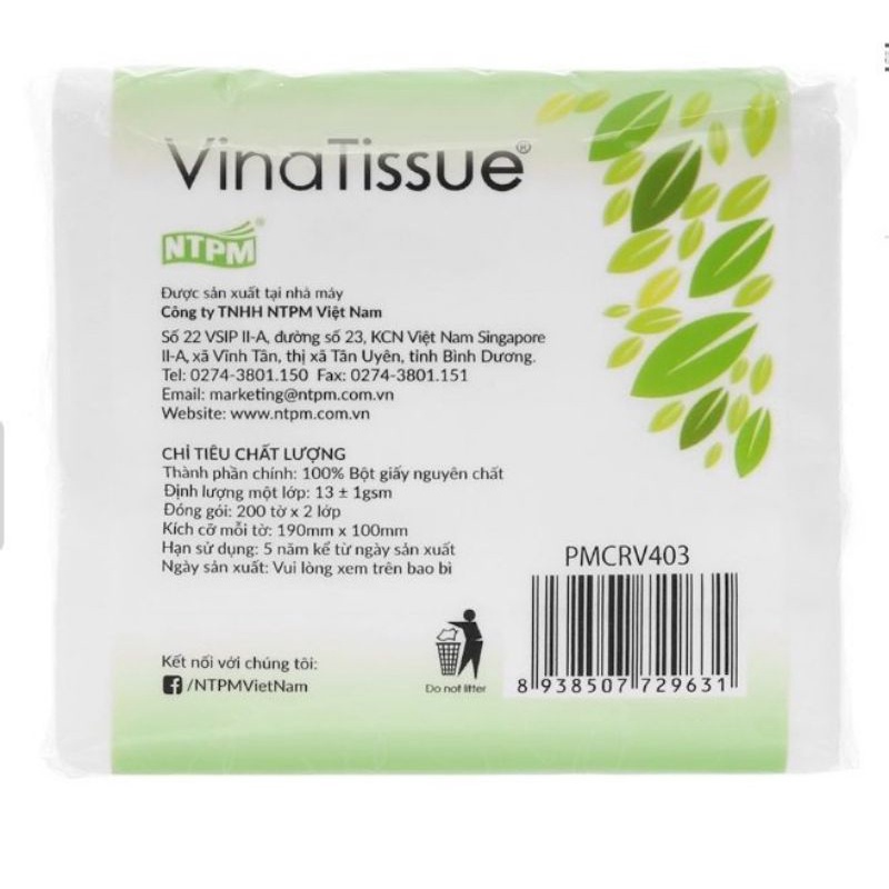 Khăn giấy lụa Vina tissue 200 tờ, Như Ý bách hoá