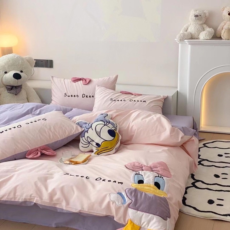 Set Chăn Ga Cotton Linen Hoạt Hình Cao Cấp Tặng Kèm Gối Bông (Shinbedding)