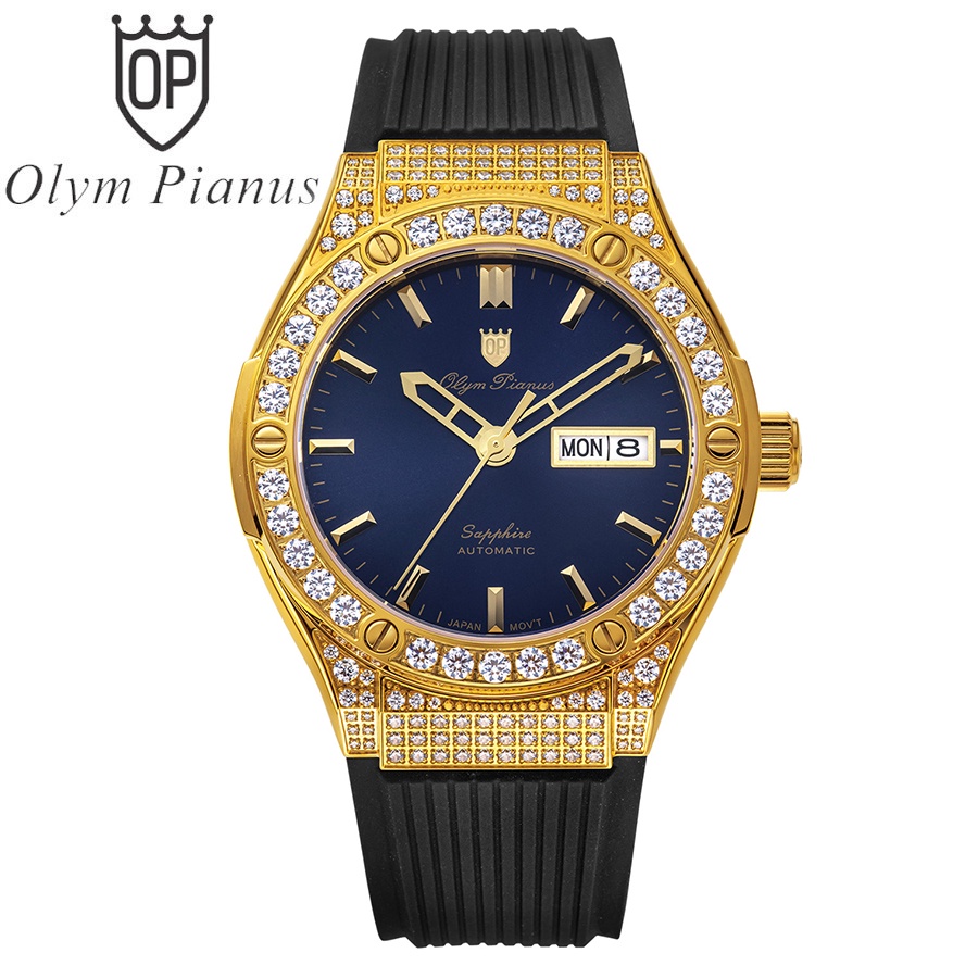 Đồng hồ nam dây cao su chính hãng Olym Pianus OP990-45 OP990-45ADDGK-GL xanh