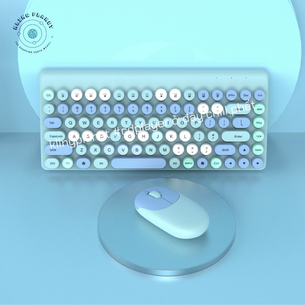 Bộ Bàn phím + chuột KHÔNG DÂY mini QW02 31,3x14x4cm mix màu siêu hot, xinh xắn dễ thương