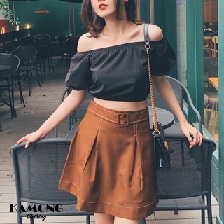 SET CHÂN VÁY VIỀN NỔI + ÁO BẸT VAI