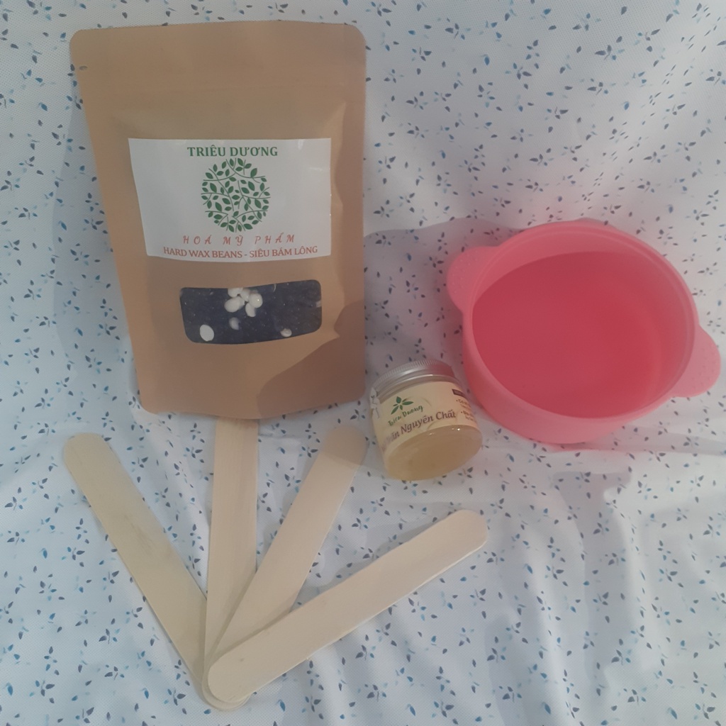 Set Wax: Chén (Bát) chống dính SILICON + Sáp bám lông màu TD + Mỡ trăn 50 (Tặng que lấy sáp)