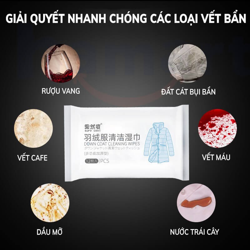 Bịch 12 Khăn Giấy Ướt Đa Năng Hamart Khăn Ướt Lau Giày Vệ Sinh Áo Khoác Sạch Bẩn Trong Tíc Tắc