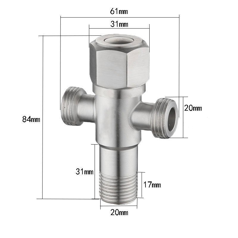 Van T 3 ngã , van chia nước cho vòi xịt vệ sinh và bồn cầu. Giảm áp chia bòn cầu INOX SUS 304- QM0021