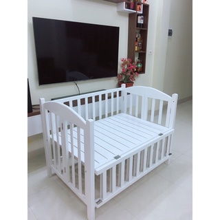 Nôi cũi gỗ quế tự nhiên 100%,nâng hạ nhiều nấc, ghép giường bố mẹ, gấp gọn tiện lợi
