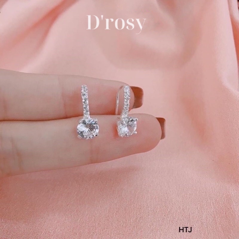 Bông tai nữ móc câu đính đá sáng đẹp chuẩn bạc ta