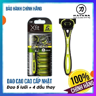 Dao cạo râu 5 lưỡi Nhật Xfit 5 blade màu xanh (hộp dài)- BH 12 tháng 1 ĐỔI 1 by Katana