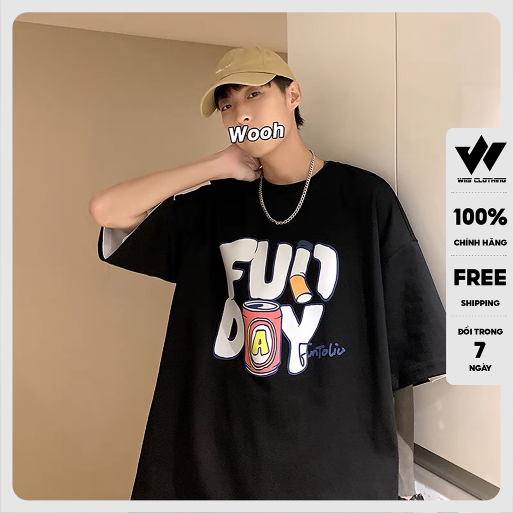 Áo thun tay lỡ unisex form rộng WIIS FunDay phông rộng nam nữ phong cách oversize ulzzang