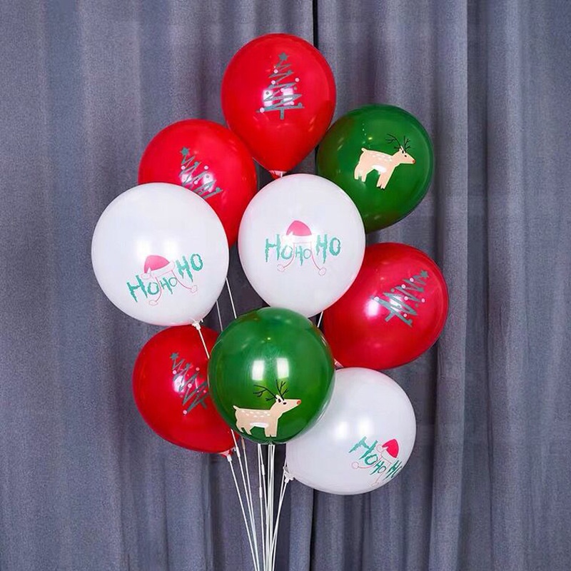 Bong Bóng Cao Su Latex 12 Inch Hình Ông Già Noel / Tuần Lộc / Cây Thông Giáng Sinh Trang Trí