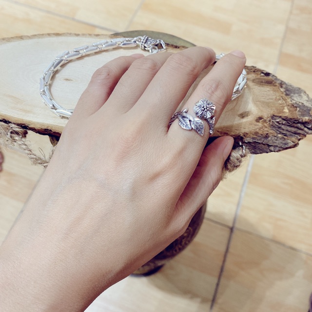 Nhẫn Hoa Anh Đào Bạc nguyên chất S999