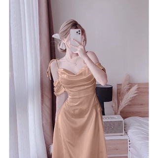 ĐẦM PHI CỔ ĐỔ RỚT VAI 2 DÂY
