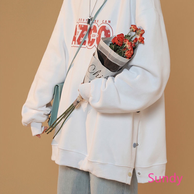 Áo sweater plus size tay dài dáng rộng phong cách thời trang hàn quốc cho nữ