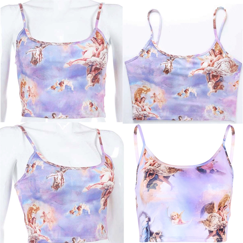 Áo croptop hai dây in họa tiết tôn dáng quyến rũ